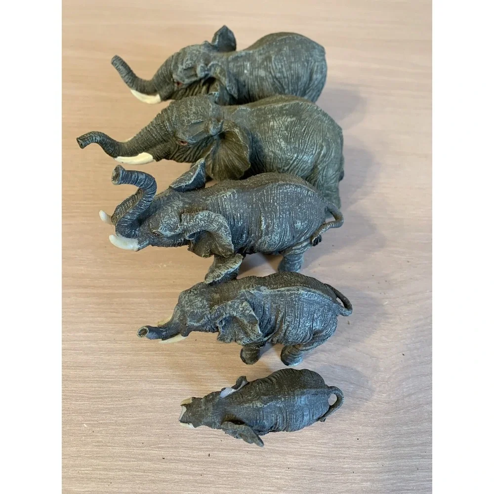 5 Generations of Elephant Figurines Resin Wildlife Animal Decor Set of 5